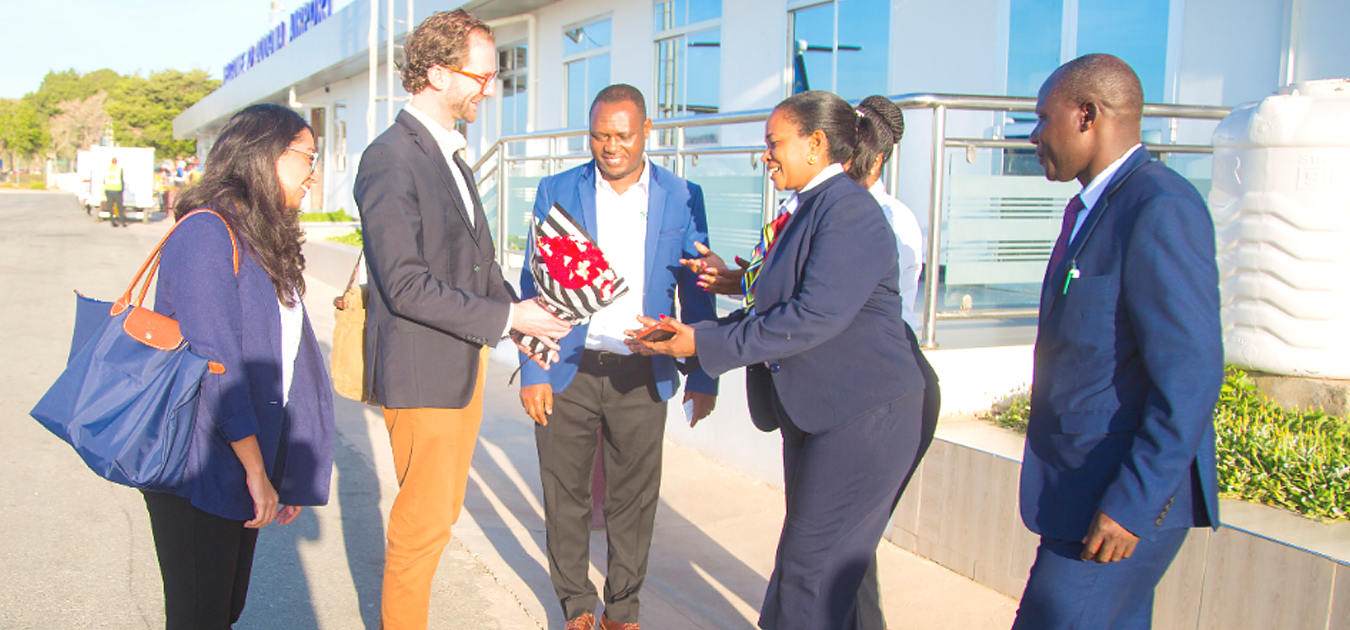 Mr. Jared Klassen, a member and Chair of GAFSP steering committee from <br/>Canada (2nd Left) at Dodoma Airport.